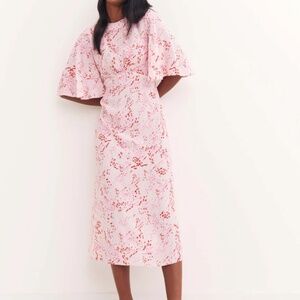 Nobody's Child Eva Pink Leopard Print Midi Dress Size 6 NWT